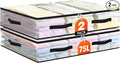 2 Pack Under Bed Storage Bags, 75L Foldable Clear Storage Containers with Handles, Dual Zippers for Comforter, Clothes, Bedding, Linen Sheets, Sweaters, Blanket Storage