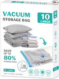 10 Pack Large Space Saver Vacuum Storage Bags Large Seal Bags for Bedding Comforters Blankets Bedding Pillows Luggage with Hand Pump