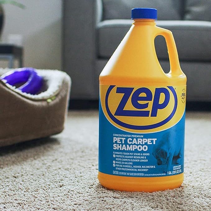 Zep Premium Pet Carpet Shampoo - 1 Gallon (Case of 4) ZUPPC128 - Concentrated Pro Formula Removes Tough Pet Stains and Odors
