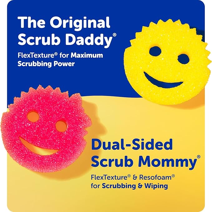 Scrub Daddy Color Sponges - Scratch-Free Multipurpose Dish Sponges for Kitchen, Bathroom & Household Cleaning - Made with BPA-Free Polymer Foam (3 Count)