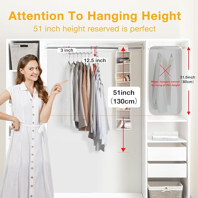 HOUSE DAY Space Saving Hangers for Clothes 6 Pack, Heavy Duty Hanger Organizer | 30 Lbs Capacity |, Metal Magic Hanger, Sturdy Multi Hangers, Closet Space Saver Closet Organizers and Storage