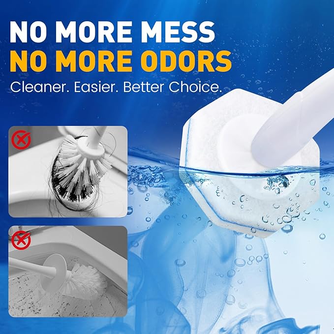 Toilet Cleaner Refill Pads, Disposable Toilet Bowl Cleaner Refill for Toilet Cleaner Wand, Single-Use Hygienic Scrubber Heads, 20 Count