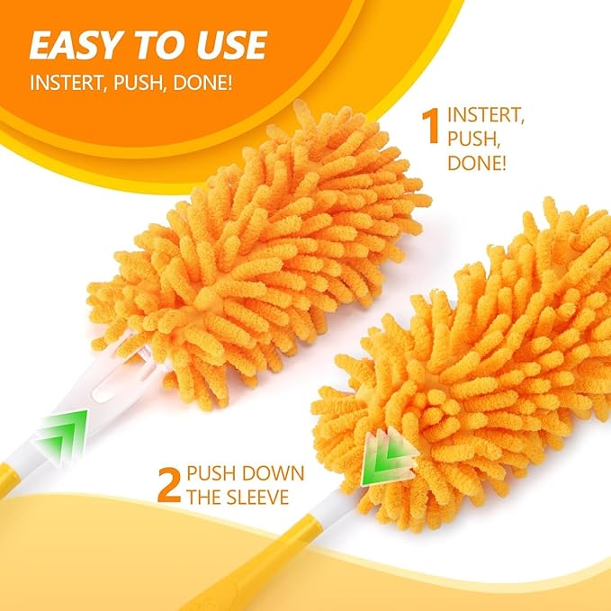 Reusable Duster Refill Compatible with Swiffer Duster Kit - Pet Heavy Duty Duster Refills Fit for Swiffer Extended Handle Duster - Microfiber 360 Duster Refills for Dusting Cleaning, 4 Pack