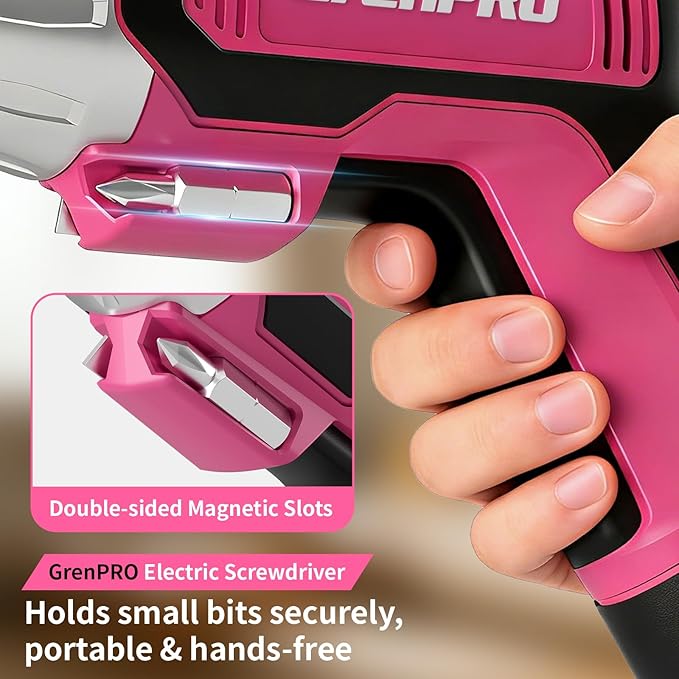 4V Electric Screwdriver Rechargeable 29pcs, Cordless Screwdriver, USB Small Power Screwdriver Set with Bits, Pink, Ideal for Home Repairs