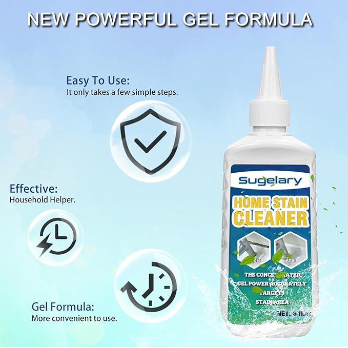 Sugelary Mold Stain Cleaner, 10 Fl oz All-Purpose Gel for Front Loader Seal, Household Cleaner Gel for Bathroom Grout, Sink, Shower, Caulk, Washing Machine Cleaning Solution