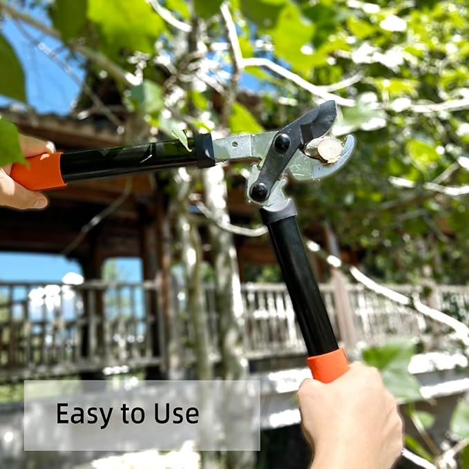 Loppers for Tree Trimming, Sharp Steel Blade Branch Cutter Bush and Tree Trimmer with 1.3" Clean Cut, Garden Clippers with Gear Action, Lightweight Pruner, Yard Tools for Gardening (15 Inch)