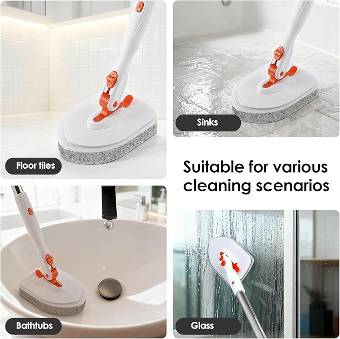 2Pcs Scouring Pads Grey Scrub Pads for Cleaning Reusable Scrub Sponge Non Scratch Fit Tub Tile Scrubber Brushes Cleaning for Kitchen Toilet Wall Tile Sink