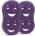 Smilyeez Double-Size Scrub Moji Sponge 2-Pack – Dual Smiling Faces, Temperature-Responsive Scrubber – Scratch-Free, Odor & Stain Resistant – Purple