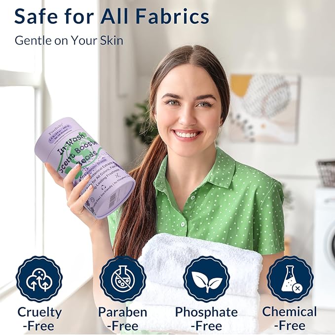Freelivity In‑Wash Scent Booster Beads – Lavender Breeze Scent, Laundry Beads fabric softener, 24 oz – Lasts Up to 70 Washing Cycles – Eco‑Friendly & Safe for Babies and Kids