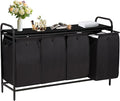 4 Section Laundry Hamper with Shelf, Laundry Basket Organizer with 4 Pull-Out Removable Bags 4×11.5Gal(43.4L), Laundry Sorter for Clothes Organization in Bedroom, Laundry Room, Black
