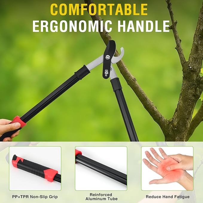 Yesker 29 Inch Loppers for Tree Trimming Heavy Duty Bypass Loppers Powerful Gear Action Sharp Steel Blade Tree Trimmer up to 1.5" Dia Cut Capacity Non-slip Handle Branch Cutter for Garden Maintenance