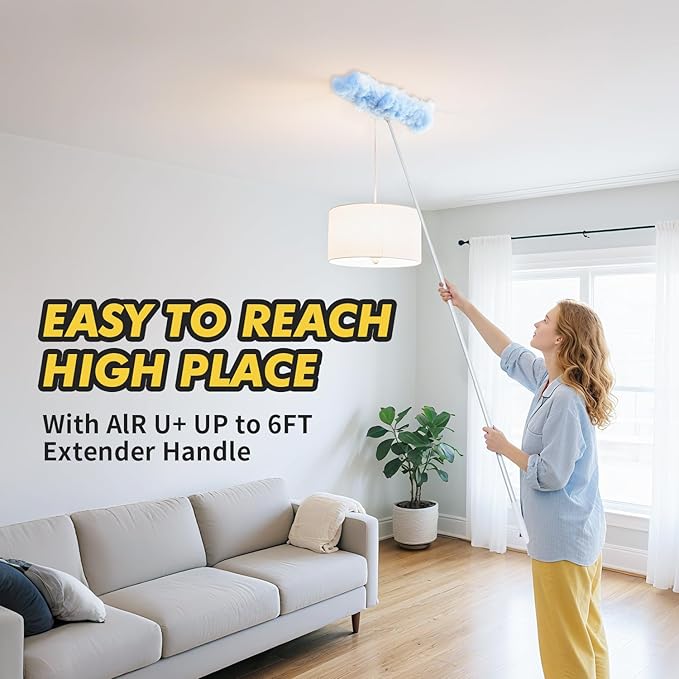 6 ft Extendable Duster Handle with 10 Refills, Compatible with Swiffer, Disposable Microfiber Dusting Pads for Home Cleaning, Ceiling, Fan, Window, Hard-to-Reach Areas