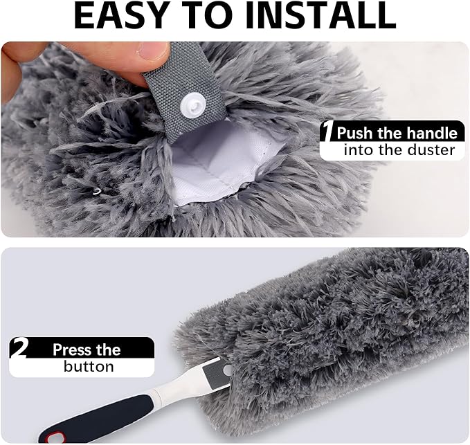 Reusable Microfiber Duster Refills Compatible with OXO & MR.SIGA Duster - Washable Duster for Household Cleaning Dusting Furniture Blind Ceiling Fan - 6Pack Grey (Handle NOT Included