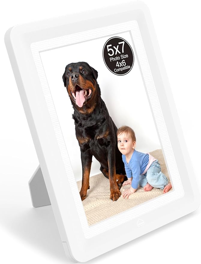 5x7 Picture Frame, Clear Acrylic Photo Frame with White Mat for 4x6 Photos, One-Piece Shatterproof Tool-Free Design, UV-Resistant Waterproof Tabletop Frame for Home Office Decor with 10-Year Warranty