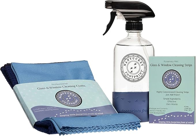 Glass & Window Cleaner Strips 8 Pack | Zero Waste & Eco Friendly Concentrated Cleaning Supplies | 8 Strips makes 64 fl oz total (4x 16 fl oz bottles of spray cleaner)