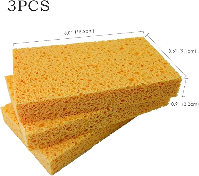 6 x 3.6 x 0.9 Inch JK SP-T22 Large Sponge, Kitchen Sponges, Handy Sponges, Cellulose Sponges, Dish Washing Sponge, Natural Sponge, Car Washing Sponge, Eco Friendly Sponge