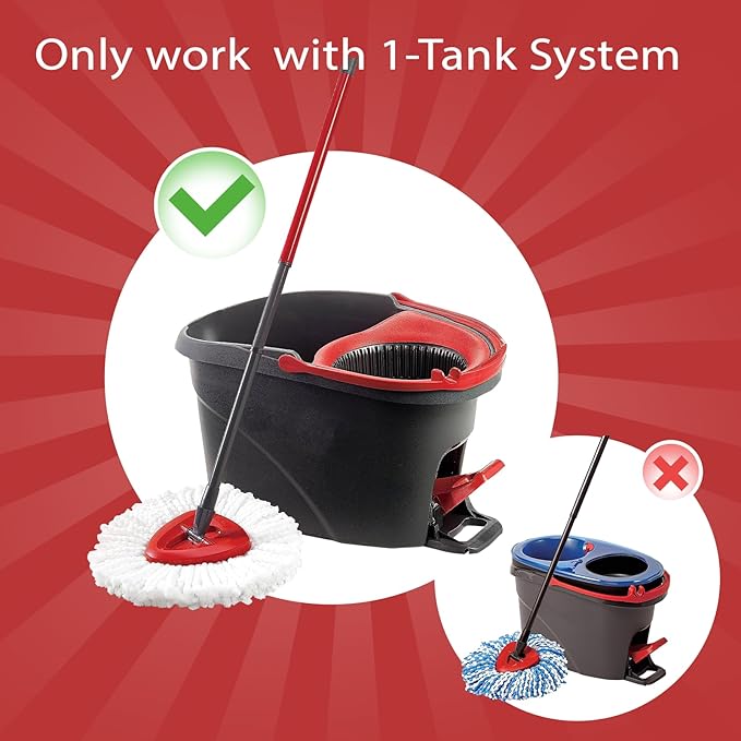 Mop Replace Head, 6 Pack Spin Mop Replacement Head Easywring 1-Tank System, Easy Cleaning, Microfiber, Machine Washable