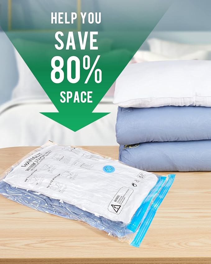 WANALIT Vacuum Storage Bags with Electric Pump, 10 Pack Large Size（32"x 22"） Reusable Compression Space Saving Bag for Clothes, Bedding, Mattress, Blankets, Pillows, Comforters, Travel, White