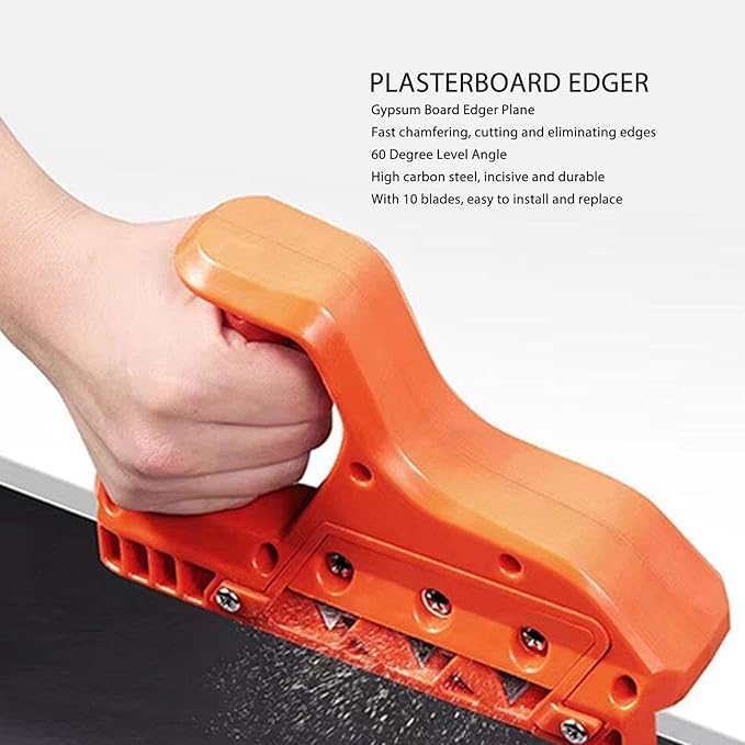 Plasterboard Gypsum Board Edger Plane 60 Degree Bevel Angle Plasterboard Chamfer Fast Cutter with 10Pcs Blades