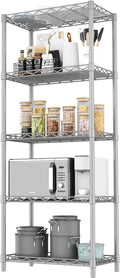 HOMEFORT 5-Tier Wire Shelving 5 Shelves Unit Metal Storage Rack Durable Organizer Perfect for Pantry Closet Kitchen Laundry Organization in Grey
