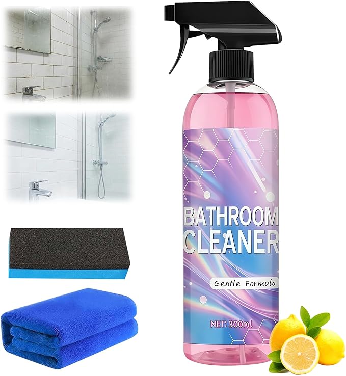 Bathroom Descaler Foam Cleaner,Powerful Pink Bathroom Cleaner Spray,Bathroom Descaler Cleaner,Stubborn Stains Cleaner,All-Purpose Bathrooms Descaler Foam Spray(300ml)