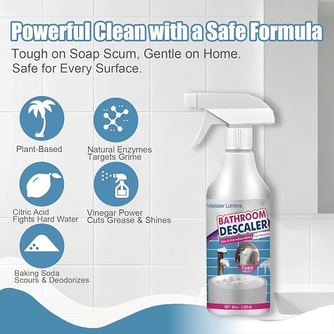 Bathroom Descaler Foam Cleaner Spray, Stubborn Stains Cleaner, Bathroom Foam Cleaner All Purpose, Bathrooms Sink Cleaner Foam (2)