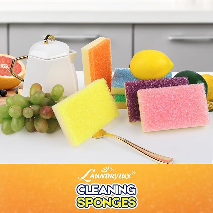 Scrub Sponge, Dual-Sided Temperature-Responsive Scrubber - Non-Scratch - Multipurpose Dish Sponges for Kitchens, Bathrooms, and Outdoor Use - 6 Pack