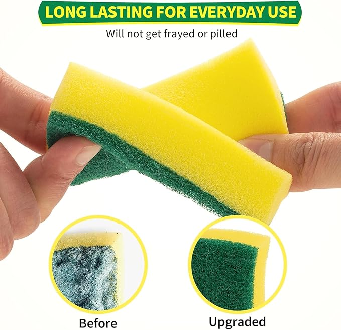 HOMERHYME Heavy Duty Sponges 60 Pack, Double-Side Scratch-Free Dish Sponges for Kitchen, Sturdy Multipurpose Cleaning Supplies for Home, Kitchen, Bathroom & Household
