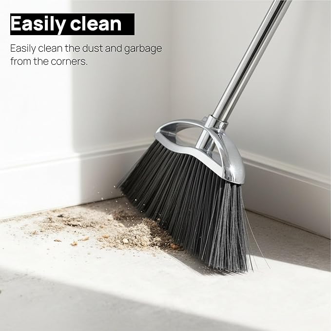 Indoor Soft Bristles Sweeping Broom,Long Handle Kitchen Angle Broom for Floor Cleaning Home Office Hardwood