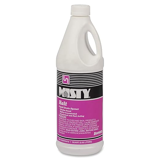Misty Halt Liquid Drain Opener, 32 Oz Bottle, 12/Carton