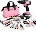 COMOWARE 20V Cordless Drill Set, 171Pcs Pink Home Tool Set with Cordless Drill Driver, Complete Repair Tool Kit for Women, Pink Storage Bag, Ideal for Office, Garden, DIY Project