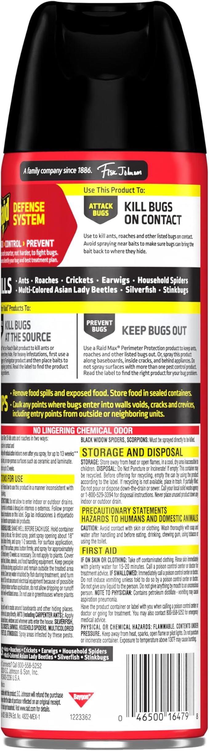 Raid Ant & Roach Killer Spray For Listed Bugs, Keeps Killing for Weeks, Lemon Scent, 17.5 oz