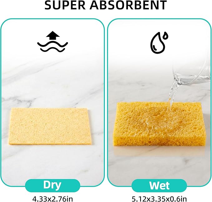 JOYMOOP Dish Sponge Scrubber, Cellulose Sponges Kitchen for Non-Scratch Washing Dishes, Household Cleaning Scrub Natural Sponge, Pack of 12 Colorful Sponges