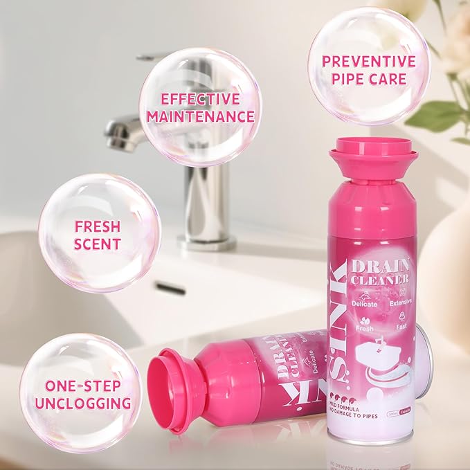 Foaming Drain Cleaner, Sink Cleaner and Deodorizer, Drain Clog Remover for Kitchen Sinks,Bathroom Drains, Washbasin