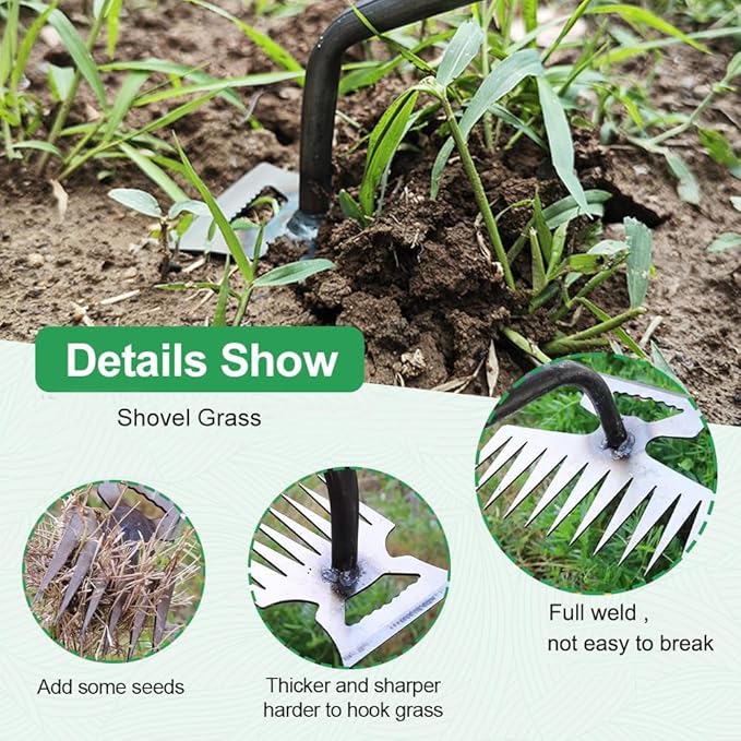 Weed Puller Tool Gardening Hand Weeder Tools,2025 New Weeding Artifact Uprooting Weeding Tool,6 Teethes Manganese Steel Weed Removal Tool, Dual Purpose Manual Weed Pulling Tool for Lawn Garden