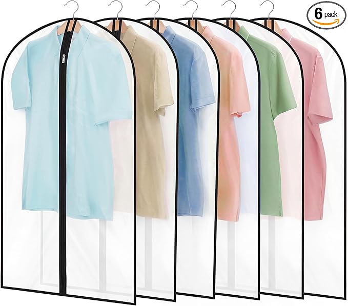 6 Pack Garment Bags 60 * 100cm, 40in PEVA Translucent Garment Covers, Suit Storage Bags, Dress Organizer Bags Used To Protect Shirts, Winter Coats, Jackets