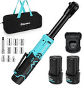 DURATECH Extended Cordless Ratchet Wrench, 3/8" 12V 44 Ft-Lbs Long Neck Electric Ratchet Wrench with 2-Pack 2.0Ah Li-Ion Battery, 1 Hour Fast Charger, 10 Sockets Accessories & Variable Speed Trigger