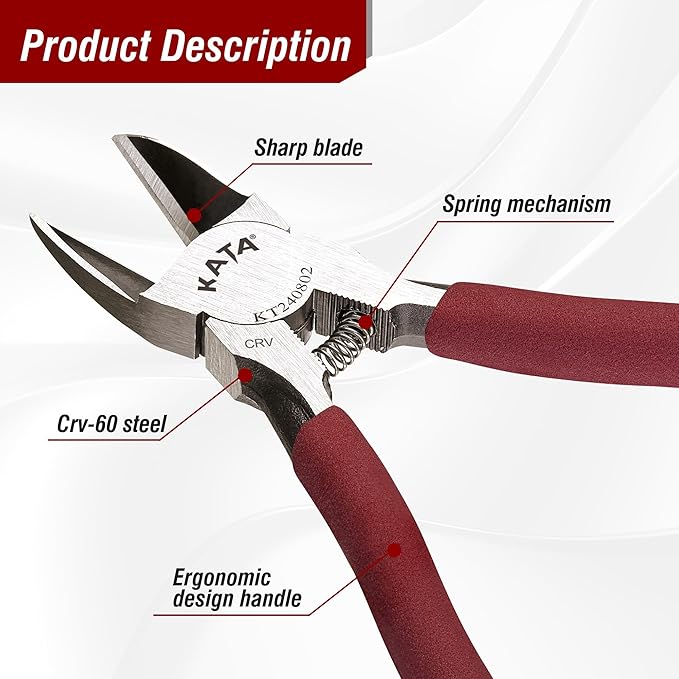 KATA 6-Inch Flush Cut Wire Cutters, Heavy Duty Side Cutter Pliers with Safety Cap, Sharp Snips for Crafting, Zip Ties, Floral Wire, Electrical, Jewelry, Chicken Wire, Artificial Flowers, 2 Pack