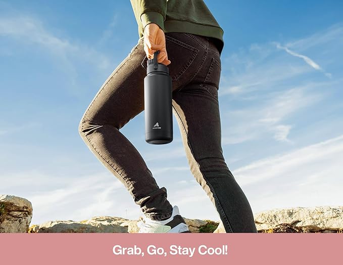 POWCAN 32 oz Insulated Water Bottle with 2-in-1 Straw and Spout Lid, Keep Cold 24H, Leak-Proof, BPA-Free, Double Wall Stainless Steel Water Bottle for Sports, Gym, Travel, and School (Cotton Candy)