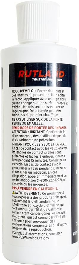 Rutland Liquid Stove and Grill Polish for Cast Iron and Steel - Restores Wood Stoves & Fireplace Grates, Made in USA, Black, 8 oz
