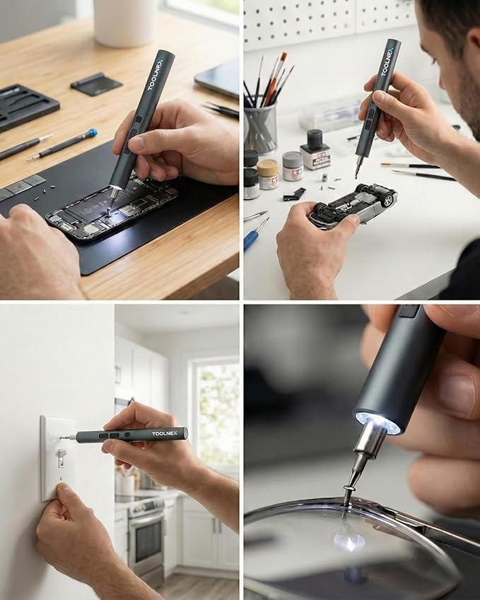 Mini Electric Screwdriver Set – 57 in 1 Precision Cordless Rechargeable Driver with LED & 48 Magnetic Bits – Compact Power Tool for Electronics, DIY & Home Repair