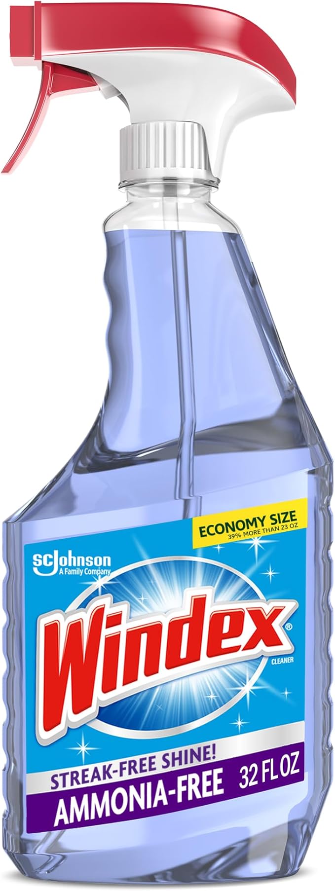 Windex Glass and Window Cleaner Spray Bottle, Ammonia Free, Packaging Designed to Prevent Leakage and Breaking, Crystal Rain Scent, 32 Fl Oz