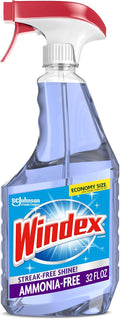 Windex Glass and Window Cleaner Spray Bottle, Ammonia Free, Packaging Designed to Prevent Leakage and Breaking, Crystal Rain Scent, 32 Fl Oz