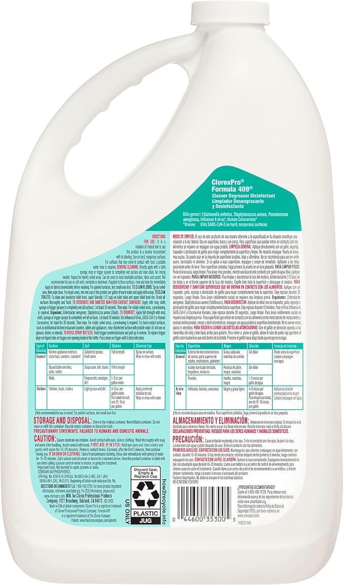CloroxPro Formula 409 Cleaner Degreaser Disinfectant Refill, 128 fl. oz. (35300)