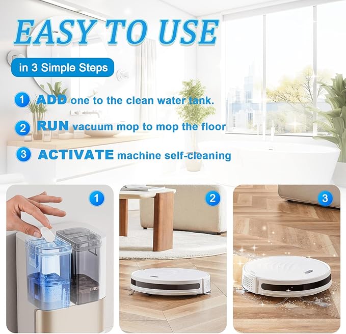 Floor Cleaning Solution Tablet,Compatible with Tineco, Deep Cleans for Multiple Hard Floors, Suitable With All Robot Vacuums with Mopping and Cordless Wet/Dry Vacuum Mop Cleaner-60 Pack,Orange Scent