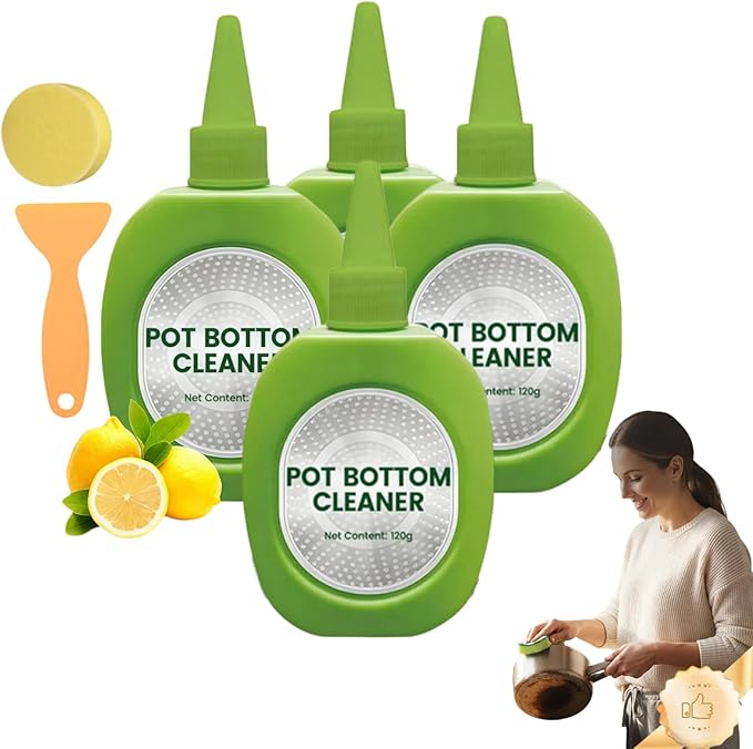 2026 New Pot Bottom Stain & Grime Remover, Stainless Steel Burnt Pot Cleaner, Stove Degreaser Heavy Duty Cleaner (4Pcs)