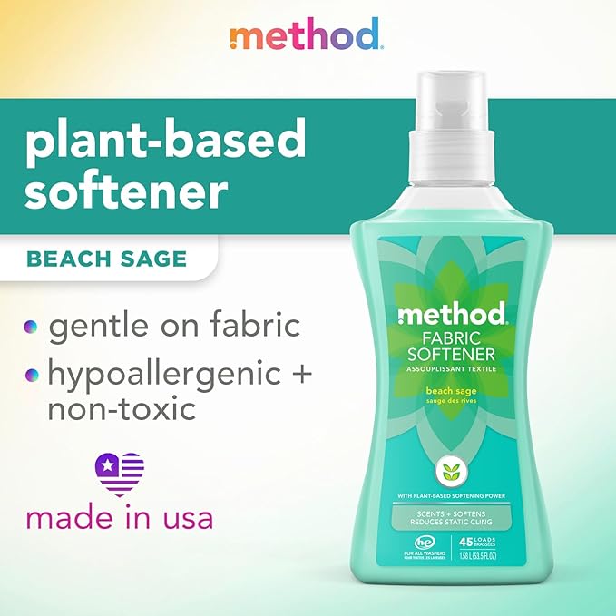 Method Fabric Softener; Beach Sage; 53.5 Ounces; 45 Loads; 1 pack; Packaging May Vary