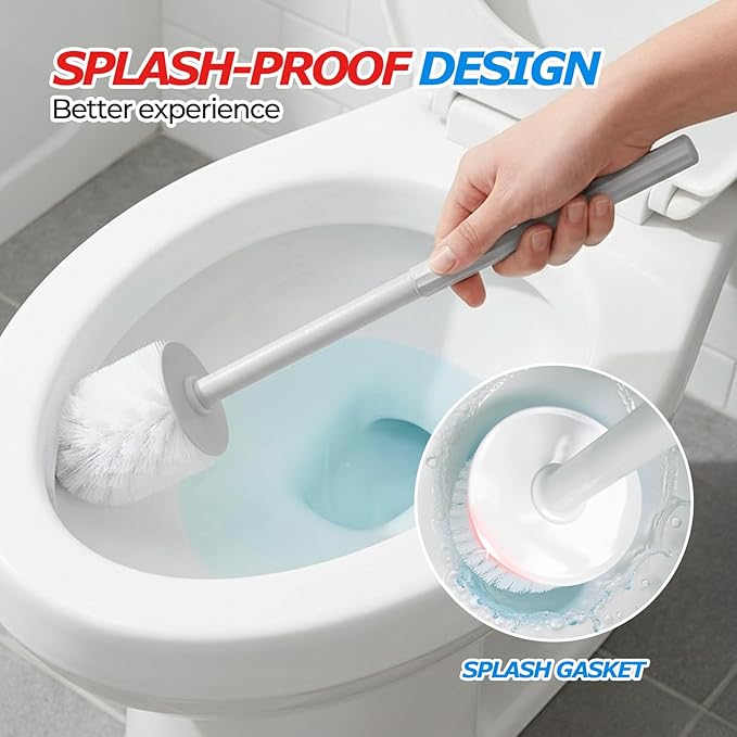 2Pack Toilet Bowl Brush and Holder Set - Toilet Scrubber Brush,Cleaning Brush,Bathroom Decor,Household Essentials,Cleaning Supplies,Home Essentials,Light Gray