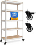 HOMEDANT House 36.2" W 5 Tier Heavy Duty Garage Shelving Adjustable Metal Rack Storage Shelves Standing Shelf Unit Organizers Pantry Closet Office White 1Pack