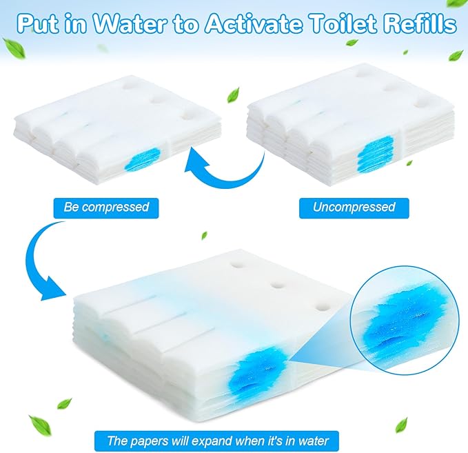 36 Refills Disposable Toilet Bowl Paper Bulk Toilet Fresh Flushable Refills for Bathroom Brush Accessories Supplies Starter Kit (Ocean Scent)